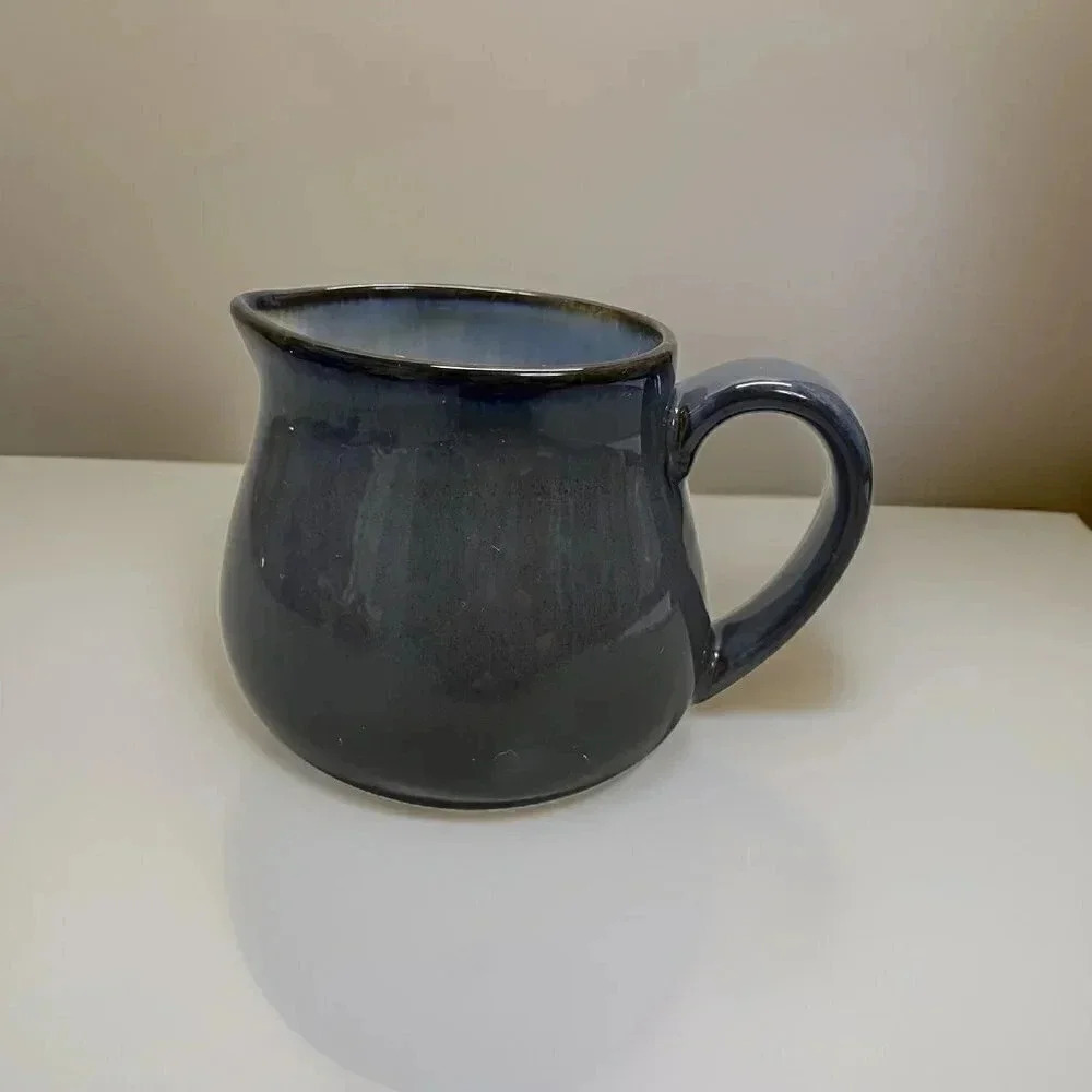 Sango Concepts Blue With White Interior Creamer Pitcher With Handle - Picture 1 of 3
